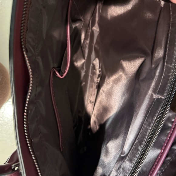 Brand New Elegant Plum Structured Tote Bag with Silver Hardware - Picture 9 of 13